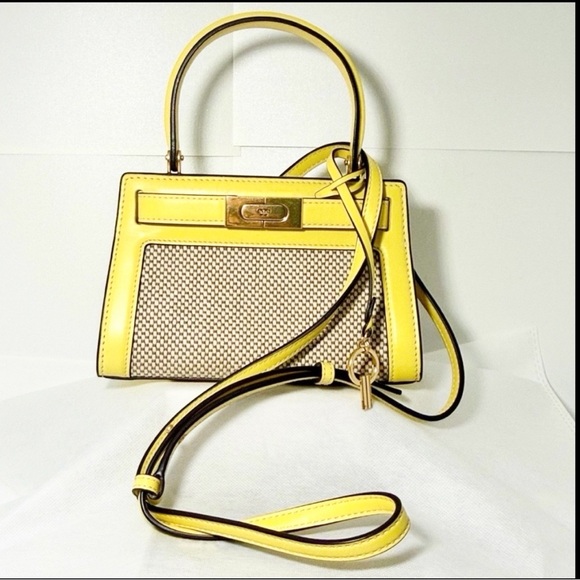 Tory Burch Handbags - Tory Burch Lee Radziwill Petite Top Handle Canvas/Leather Tote